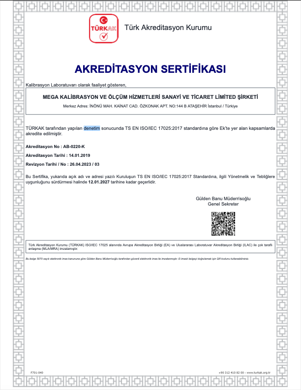 Akreditasyon Sertifikasını Görüntüle